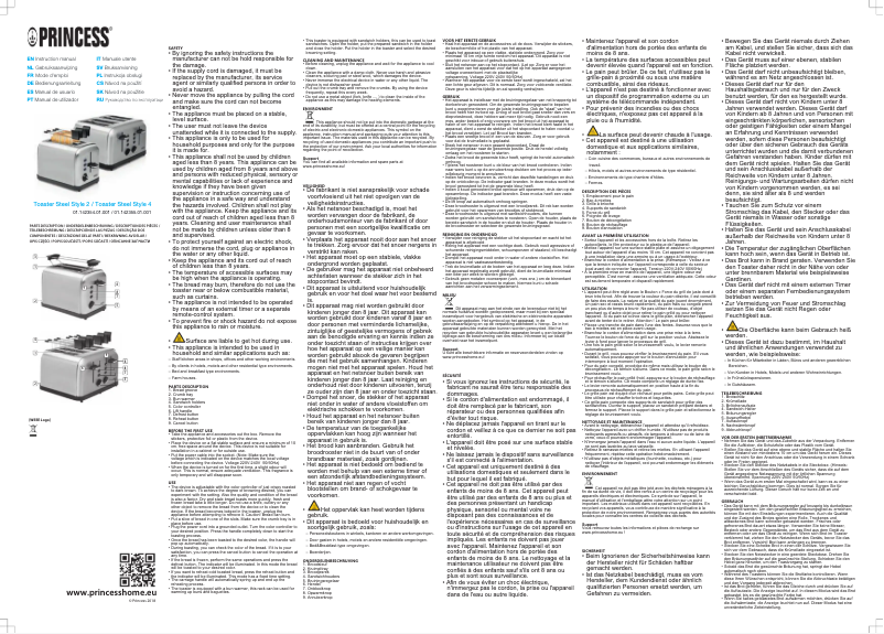 Page 1 de la notice Manuel utilisateur Princess Steel Style 2 142354
