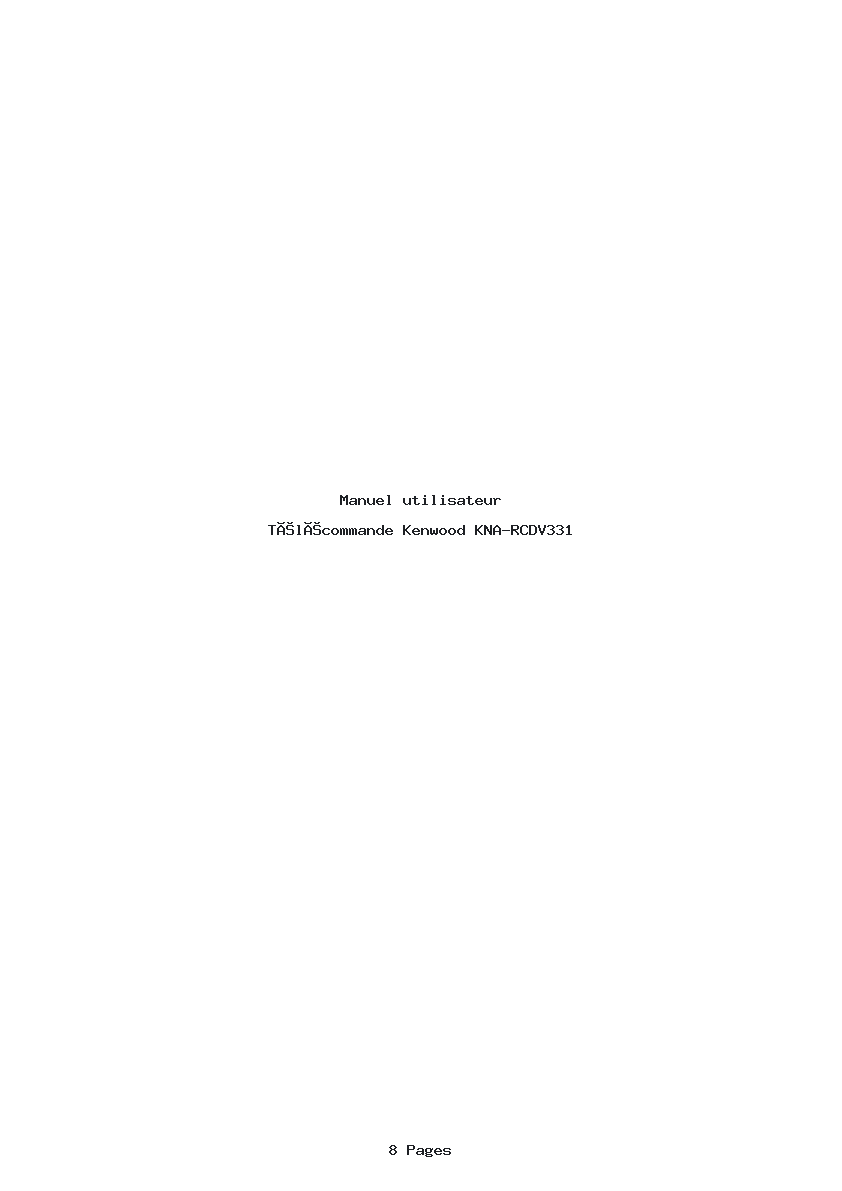 Page 1 de la notice Manuel utilisateur Kenwood KNA-RCDV331