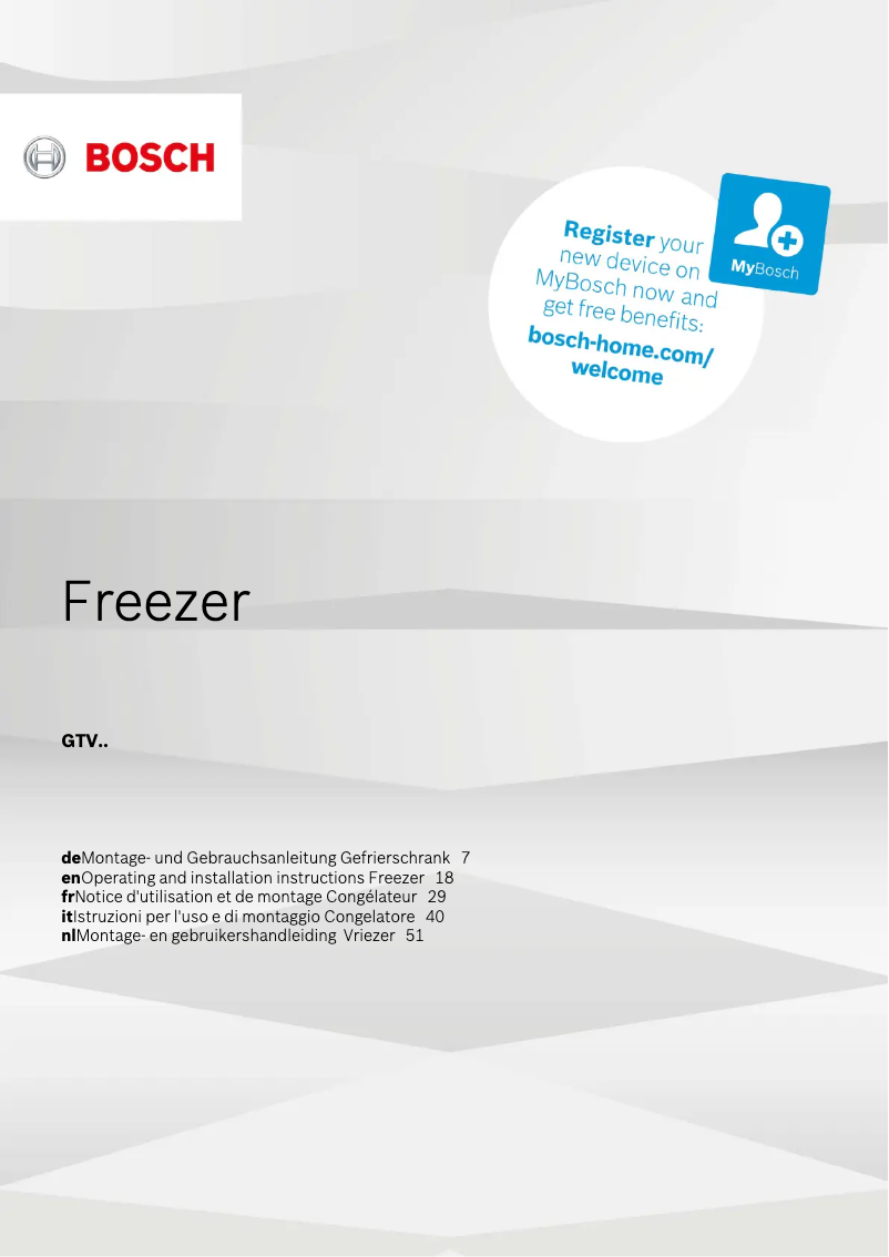 Page 1 de la notice Manuel utilisateur Bosch GTV15NW3A