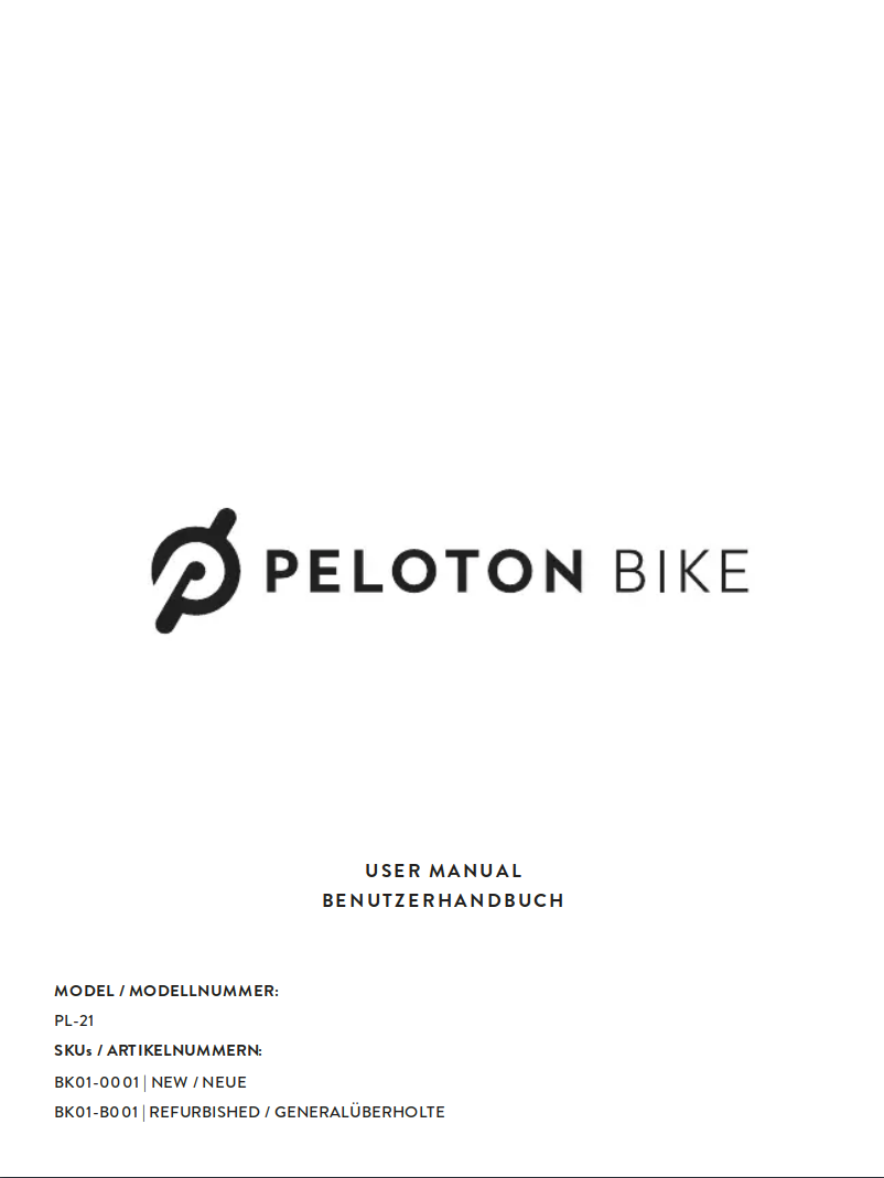 Page 1 de la notice Manuel utilisateur Peloton Bike