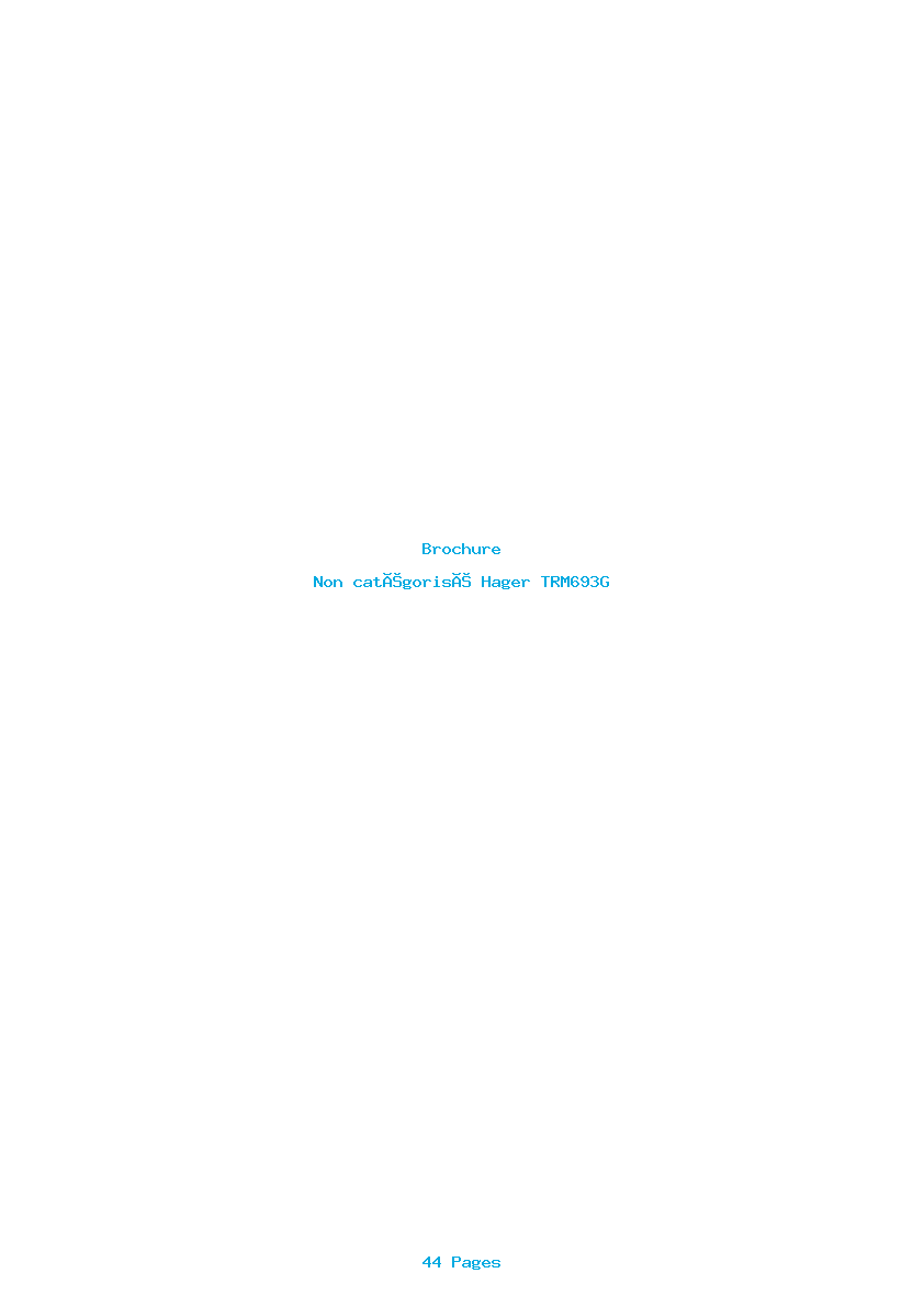 Page 1 de la notice Brochure Hager TRM693G