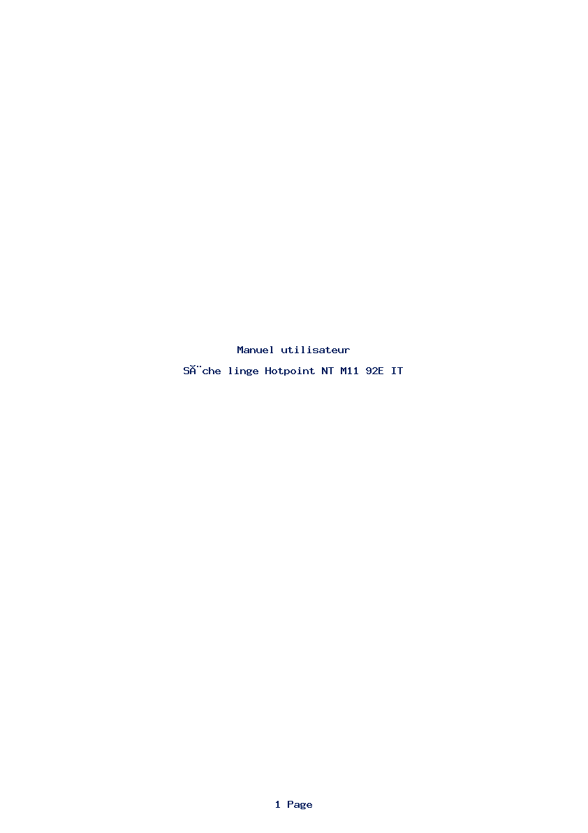 Page 1 de la notice Manuel utilisateur Hotpoint NT M11 92E IT