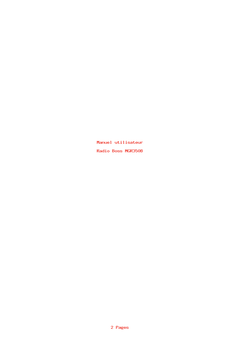 Page 1 de la notice Manuel utilisateur Boss MGR350B