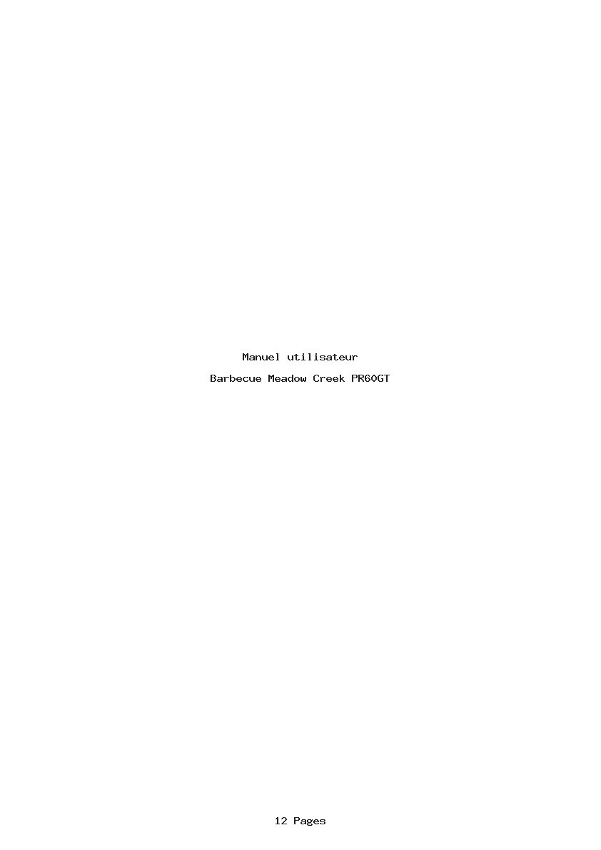 Page 1 de la notice Manuel utilisateur Meadow Creek PR60GT