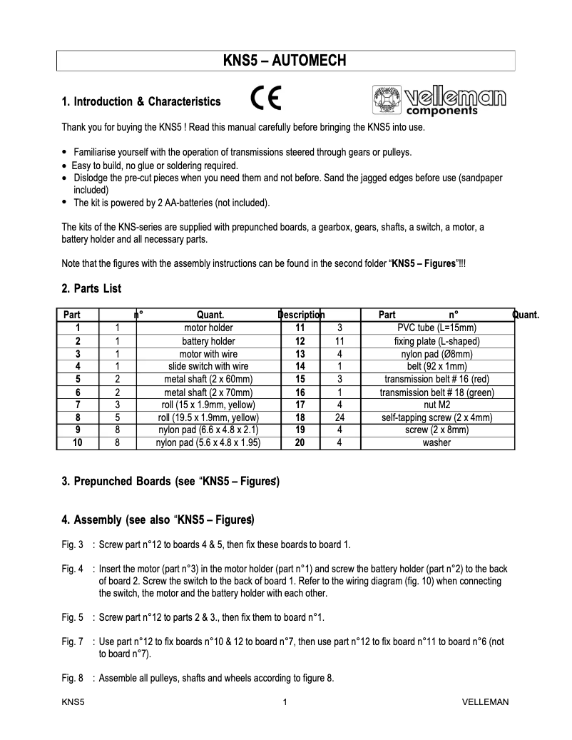 Página 1 del manual Manual de usuario Velleman KNS5