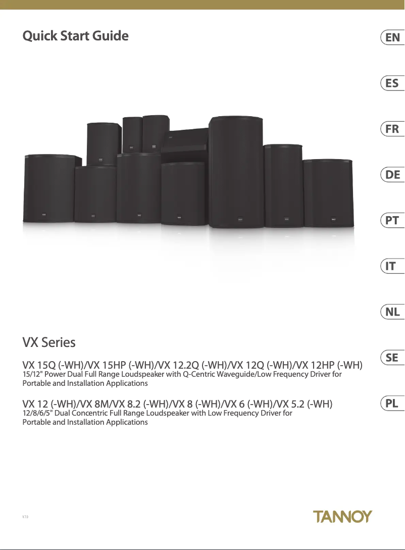 Page 1 de la notice Guide de démarrage rapide Tannoy VX 15Q