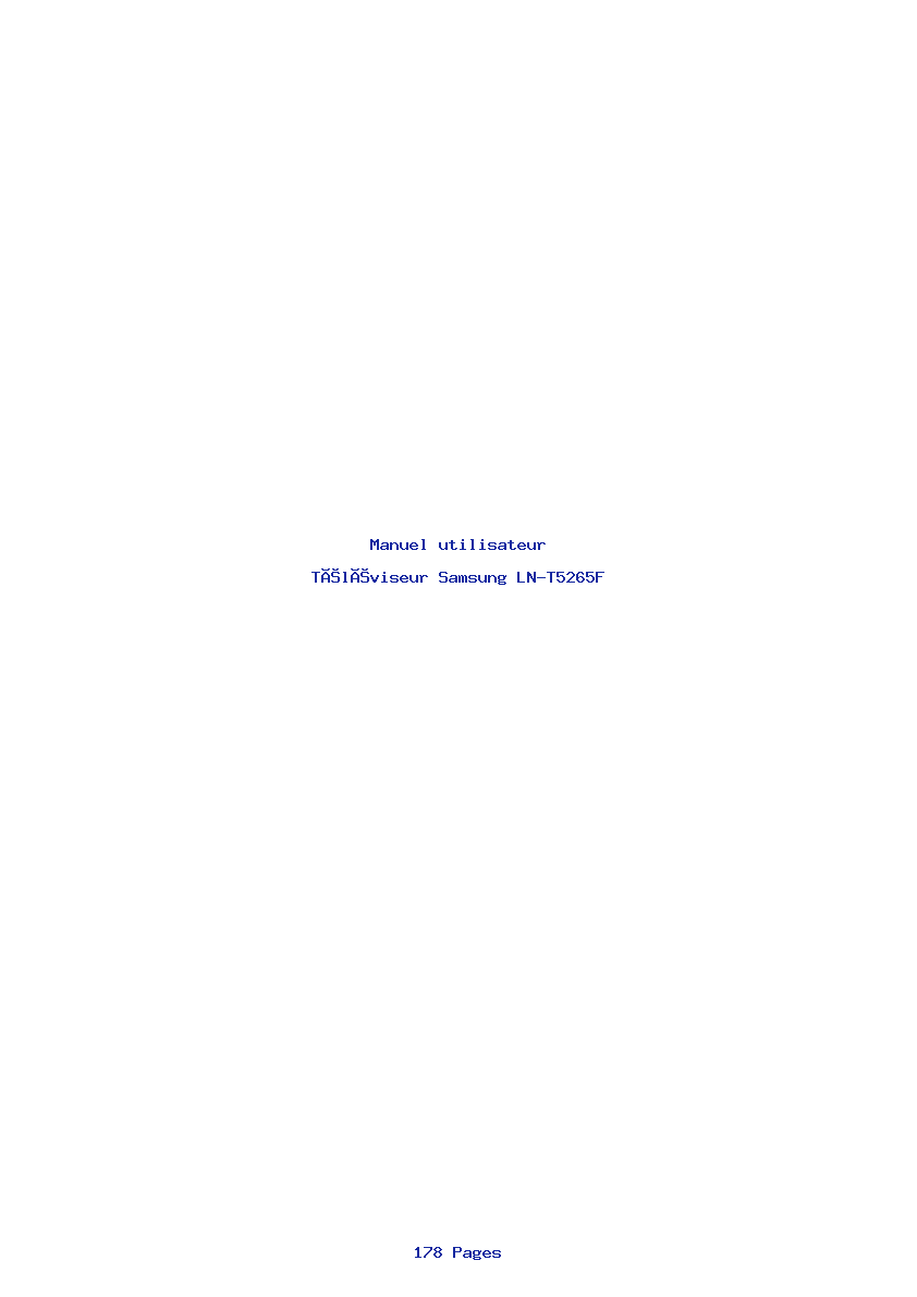 Page 1 de la notice Manuel utilisateur Samsung LN-T5265F