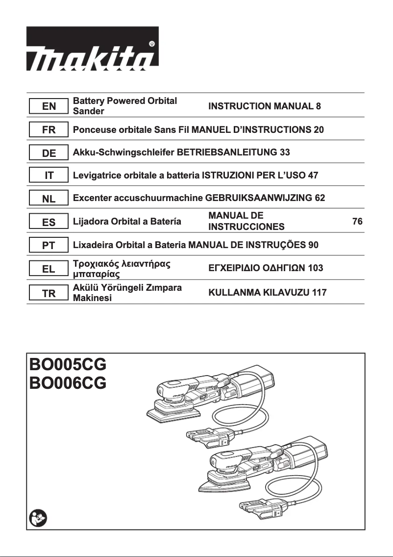 Page 1 de la notice Manuel utilisateur Makita BO005CG