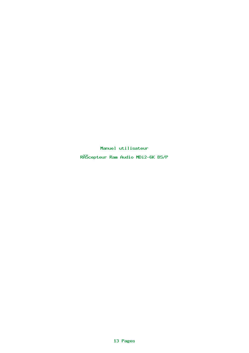 Page 1 de la notice Manuel utilisateur Ram Audio MDi2-6K BS/P