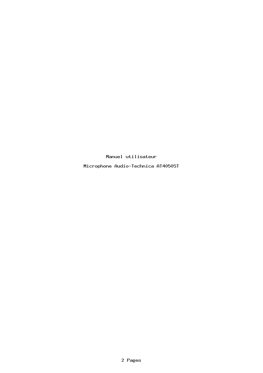 Page 1 de la notice Manuel utilisateur Audio-Technica AT4050ST