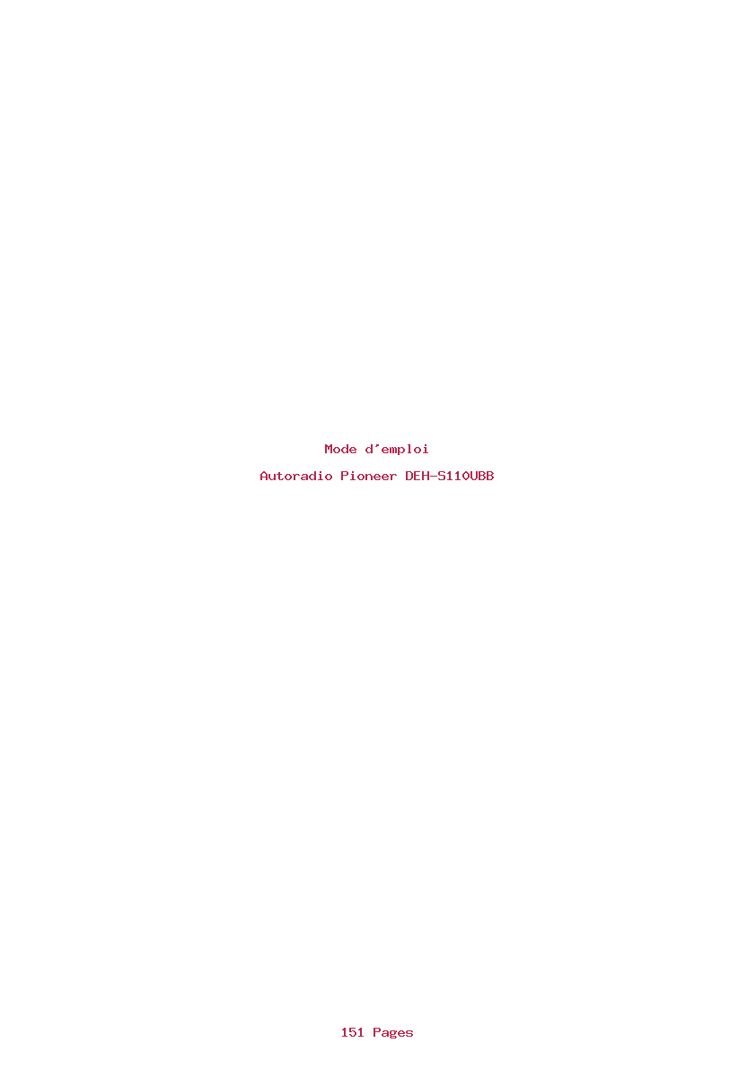 Page 1 de la notice Mode d'emploi Pioneer DEH-S110UBB