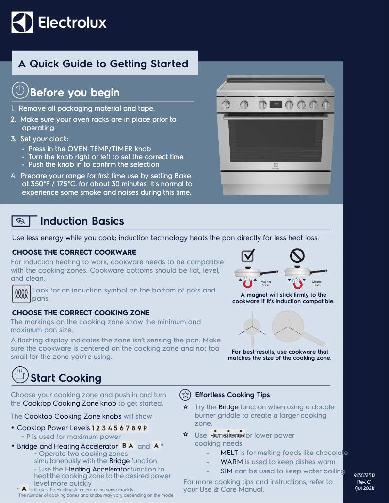 Page 1 de la notice Guide de démarrage rapide Electrolux ECFI3068AS