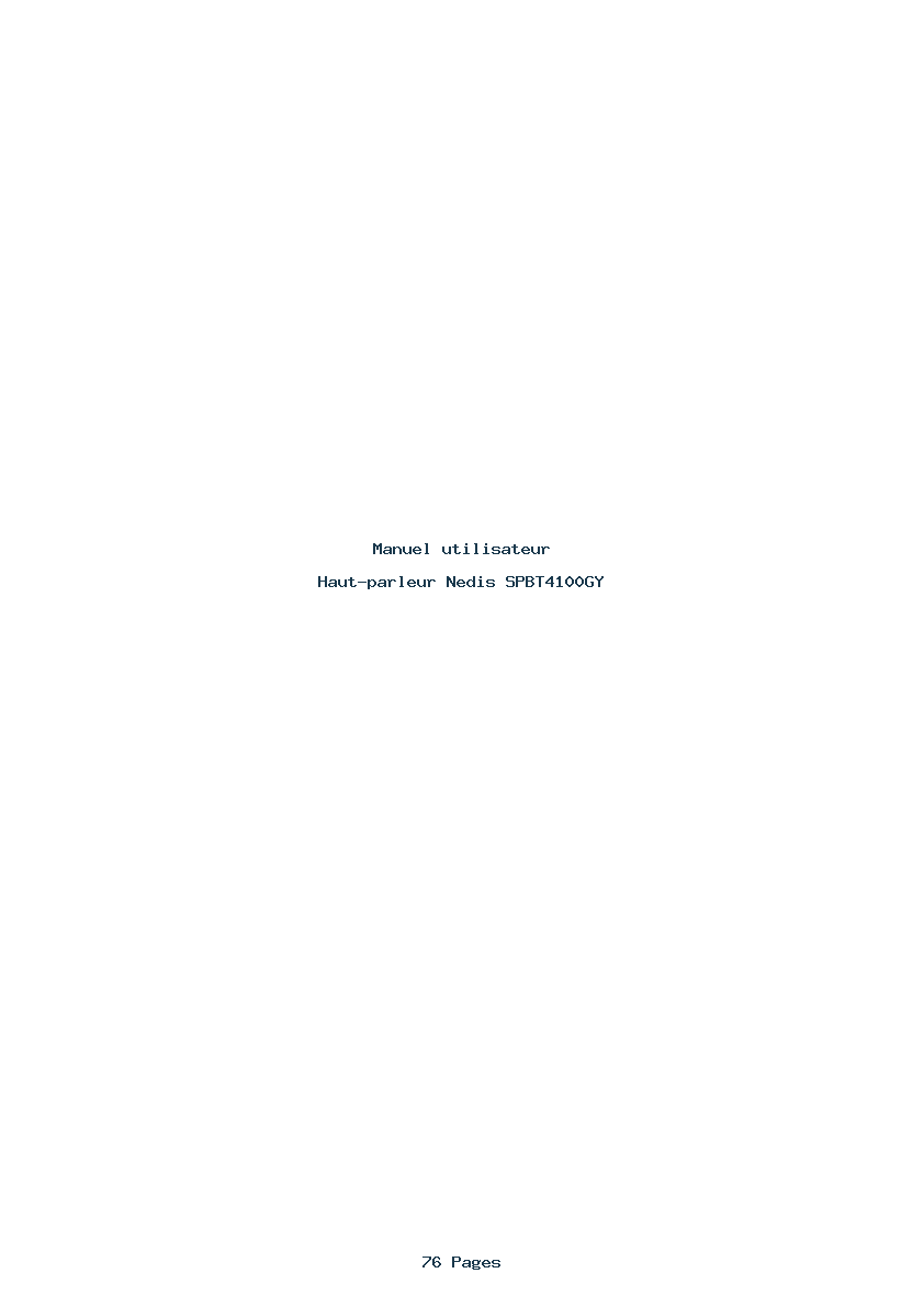Page 1 de la notice Manuel utilisateur Nedis SPBT4100GY