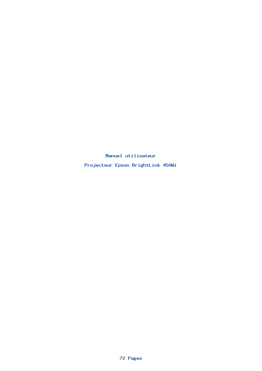 Page 1 de la notice Manuel utilisateur Epson BrightLink 450Wi