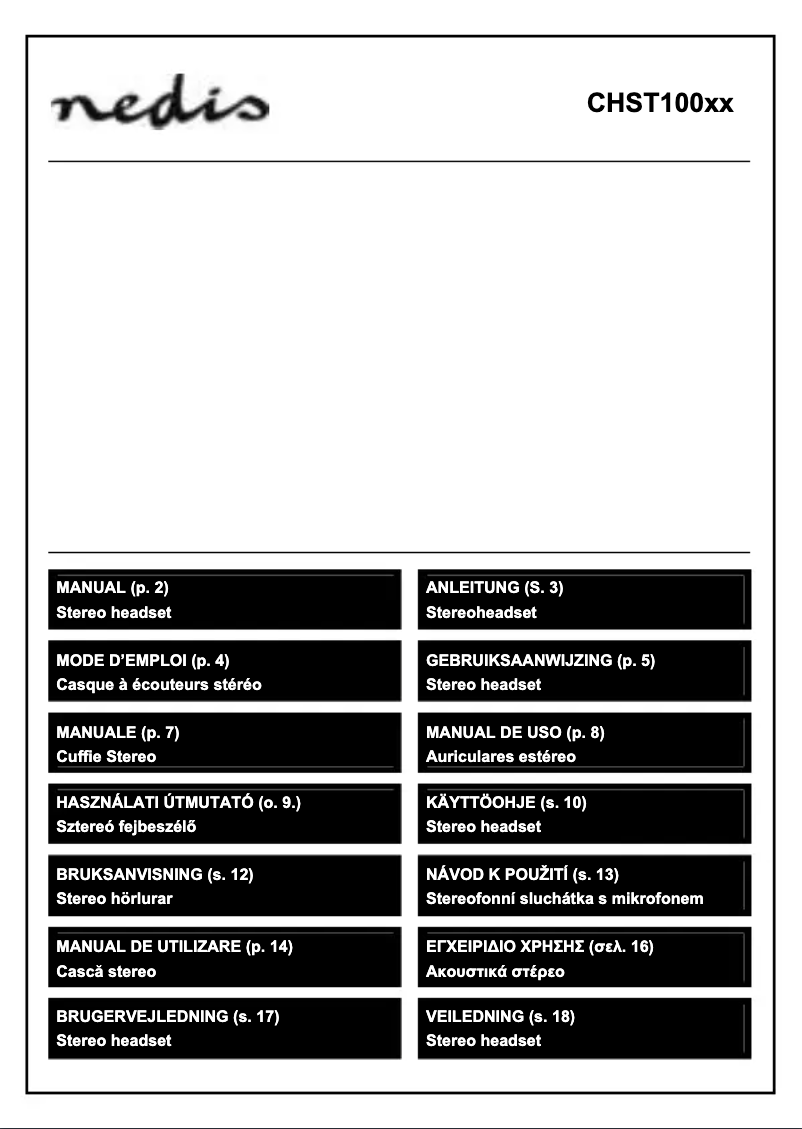 Page 1 de la notice Manuel utilisateur Nedis CHST100BK