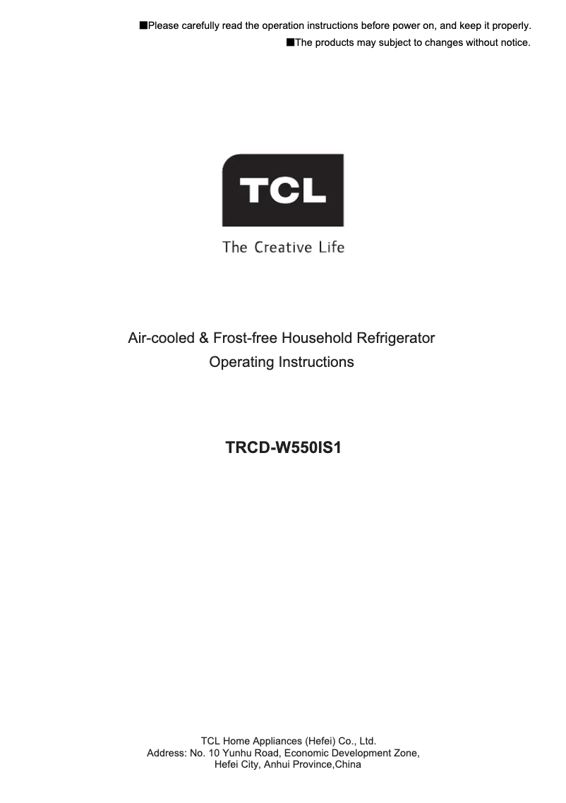 Page 1 of the manual User Manual TCL P460CD