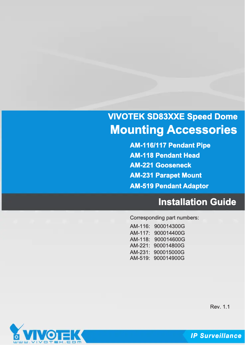 Page 1 de la notice Manuel utilisateur Vivotek AM-221