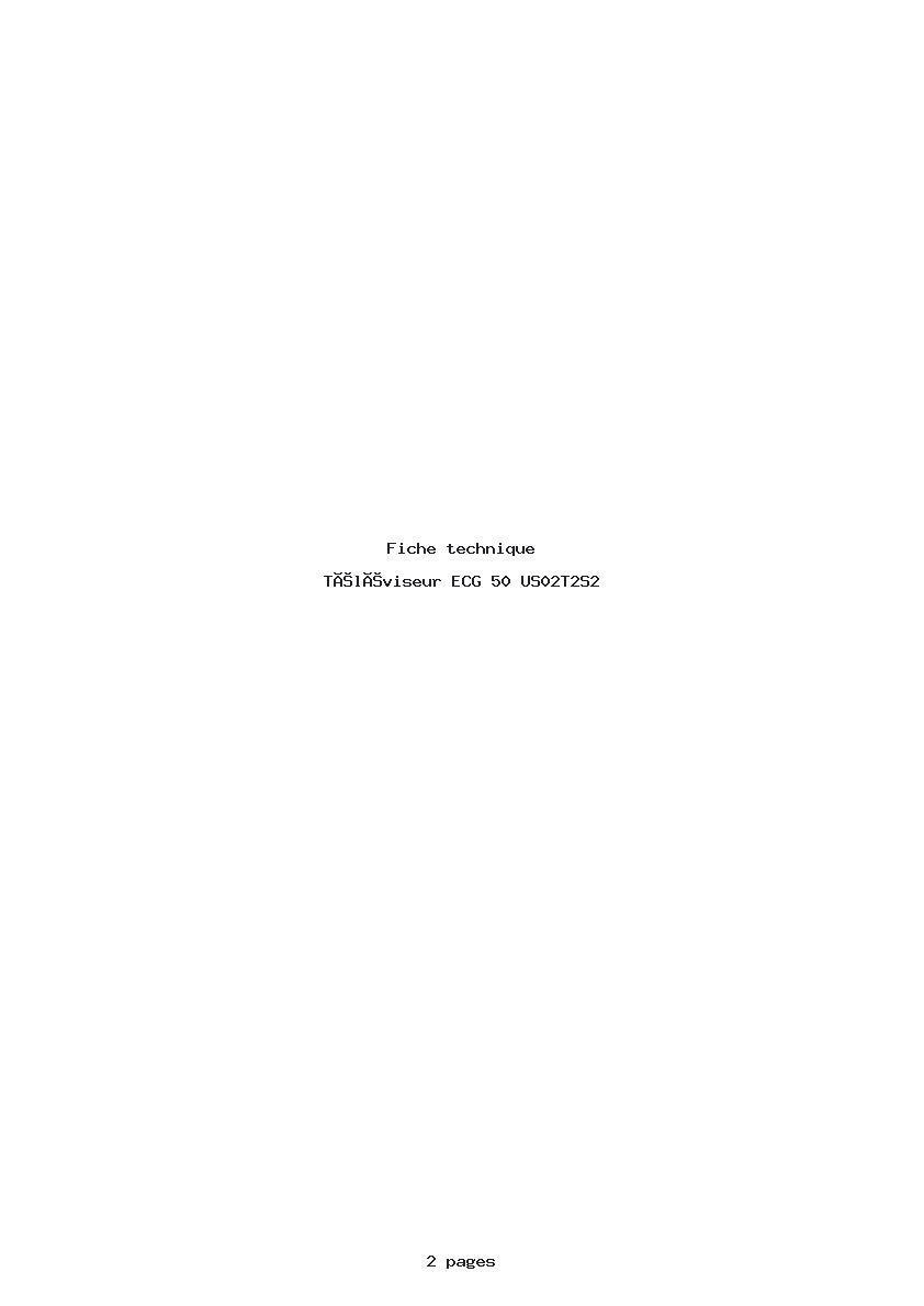 Page 1 de la notice Fiche technique ECG 50 US02T2S2