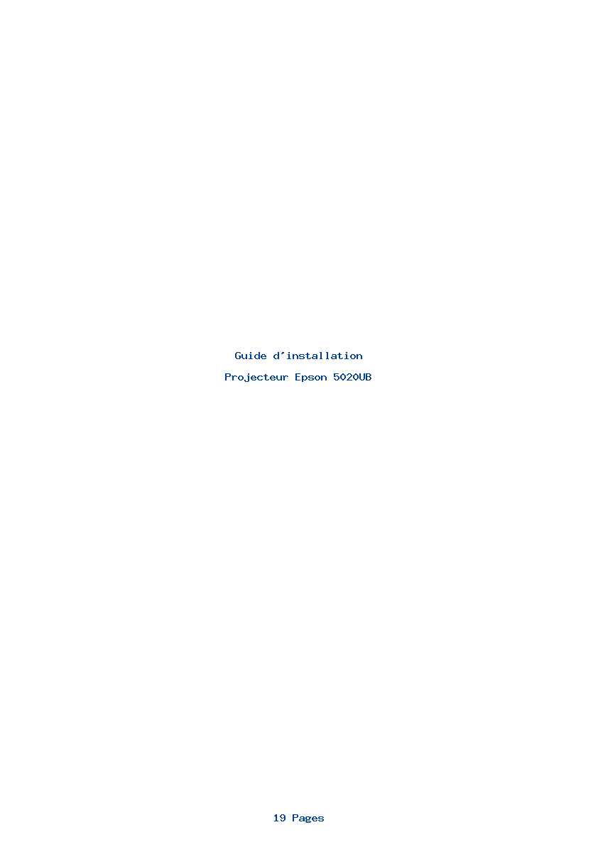 Page 1 de la notice Guide d'installation Epson 5020UB