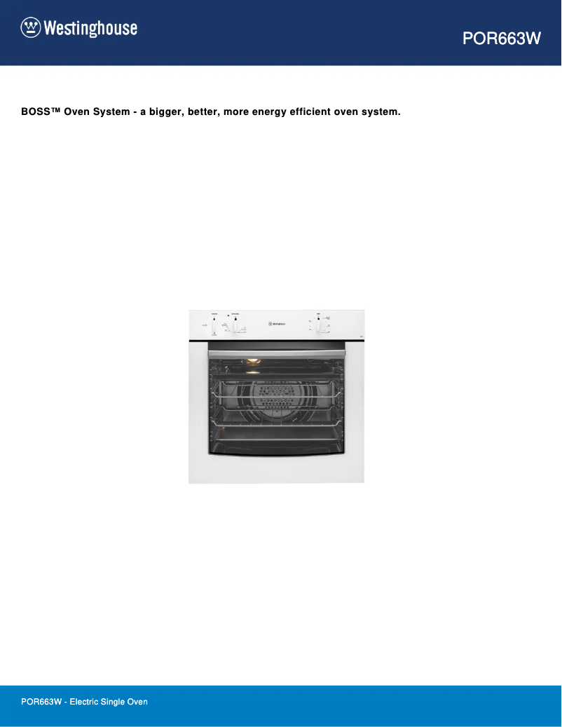 Page 1 de la notice Fiche technique Westinghouse POR663W
