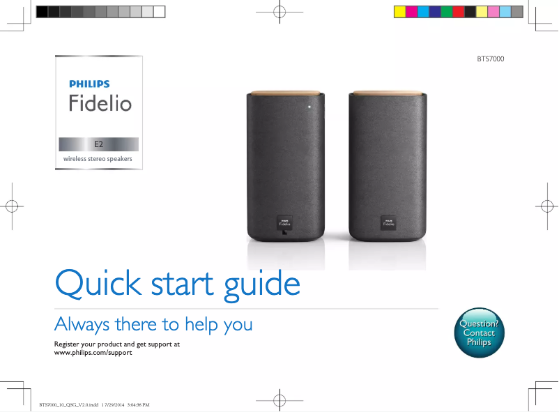Page 1 de la notice Guide de démarrage rapide Philips Fidelio BTS7000