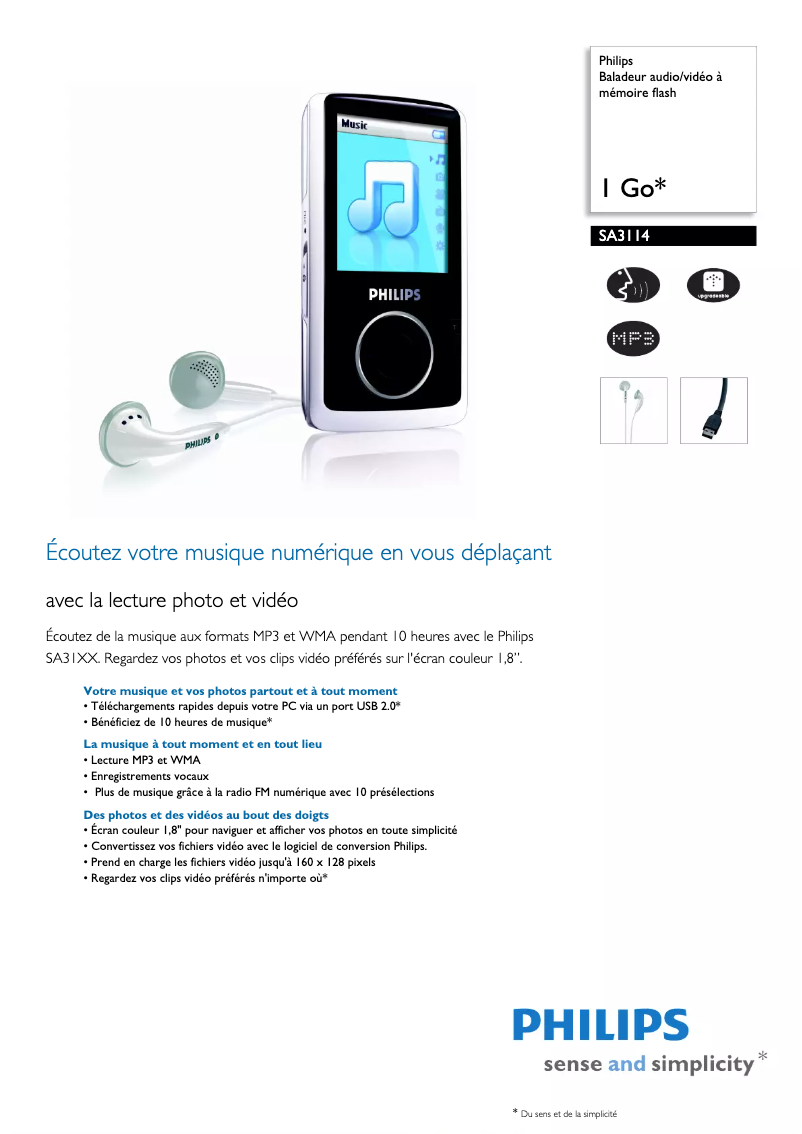 Image de la première page du manuel de l'appareil GoGear SA3114