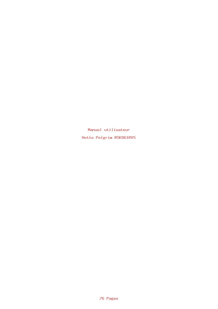 Page 1 de la notice Manuel utilisateur Pelgrim RSK861RVS