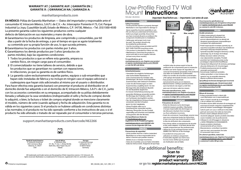 Page 1 de la notice Manuel utilisateur Manhattan 462266