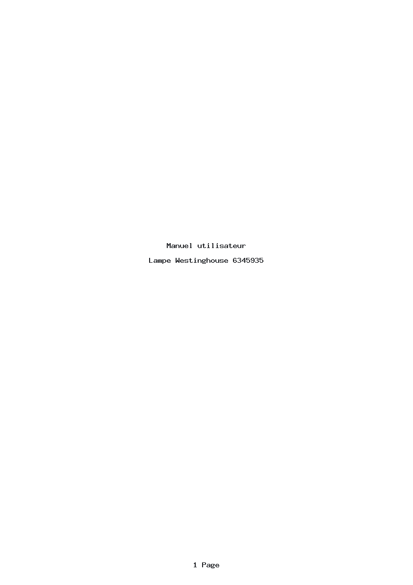 Page 1 de la notice Manuel utilisateur Westinghouse 6345935