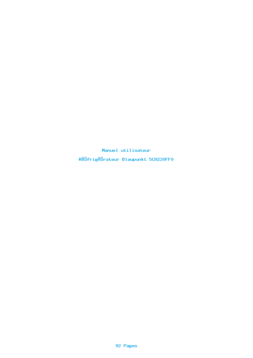 Page 1 de la notice Manuel utilisateur Blaupunkt 5CH220FF0