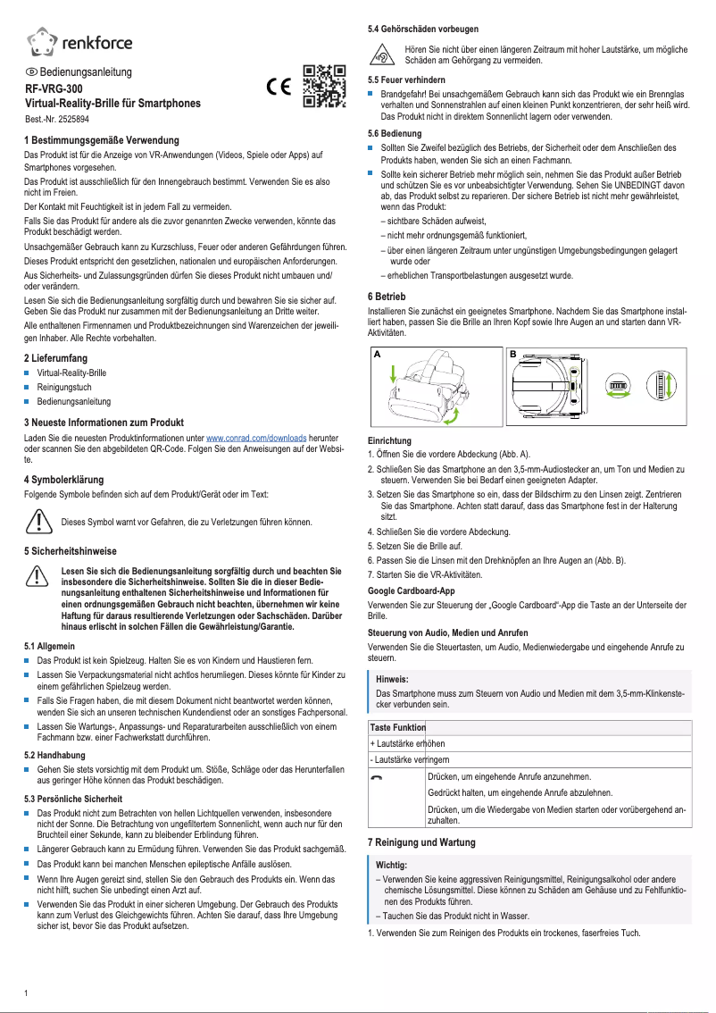 Page 1 de la notice Manuel utilisateur Renkforce RF-VRG-300