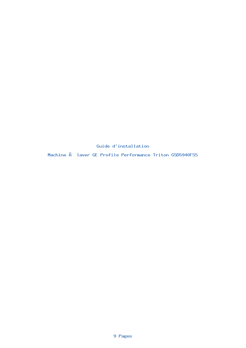 Page 1 de la notice Guide d'installation GE Profile Performance Triton GSD5940FSS