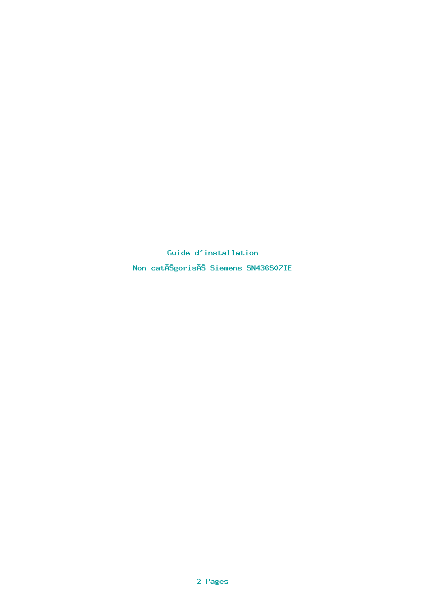 Page 1 de la notice Guide d'installation Siemens SN436S07IE