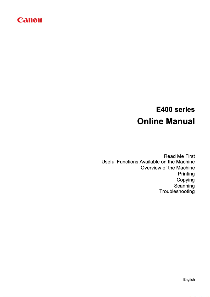 Page 1 de la notice Manuel utilisateur Canon PIXMA E402