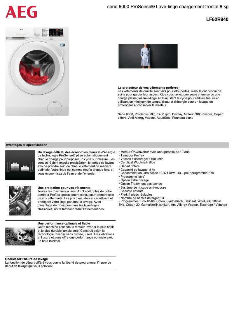 Página 1 del manual Ficha técnica AEG LF62R840