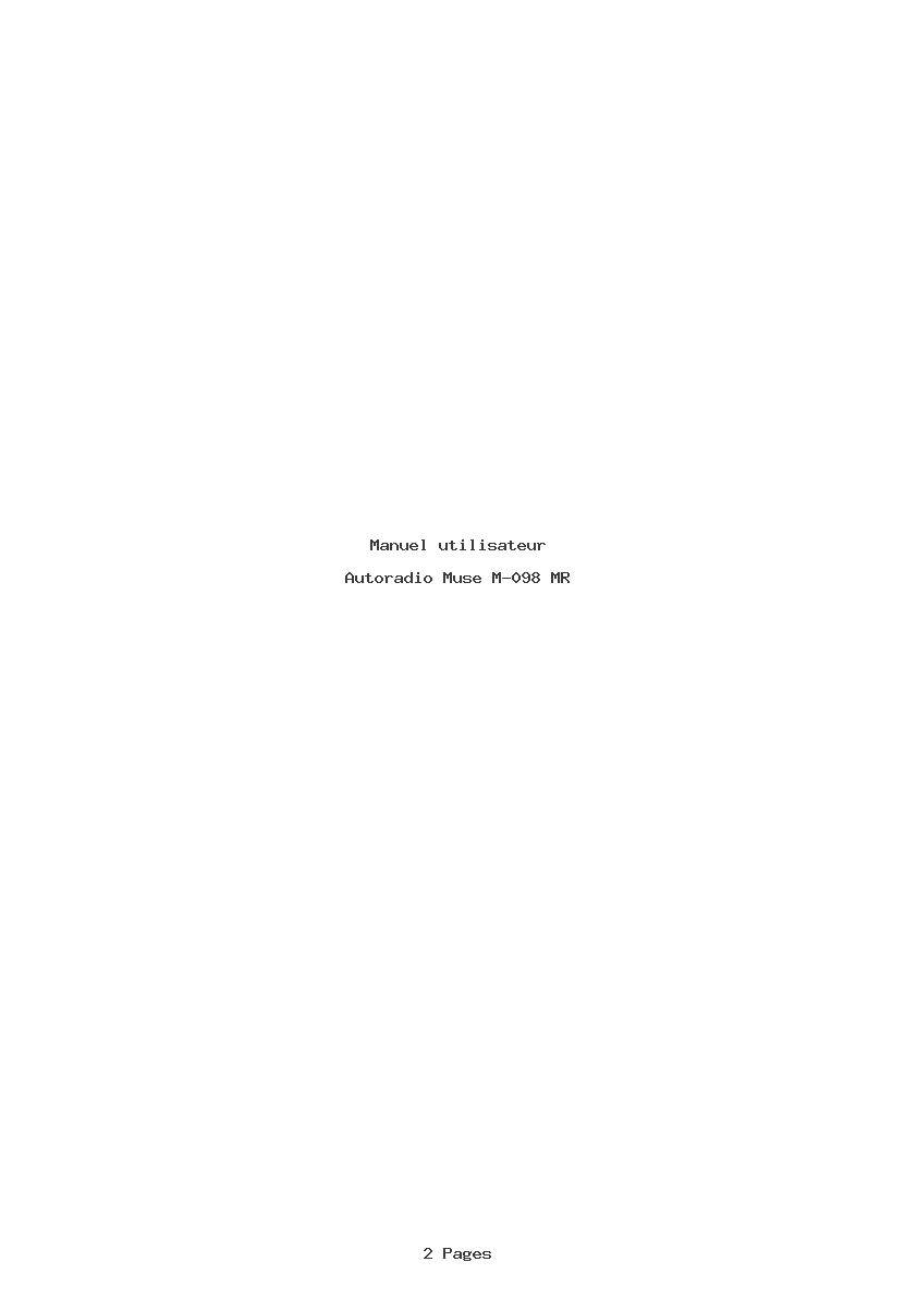 Page 1 de la notice Manuel utilisateur Muse M-098 MR