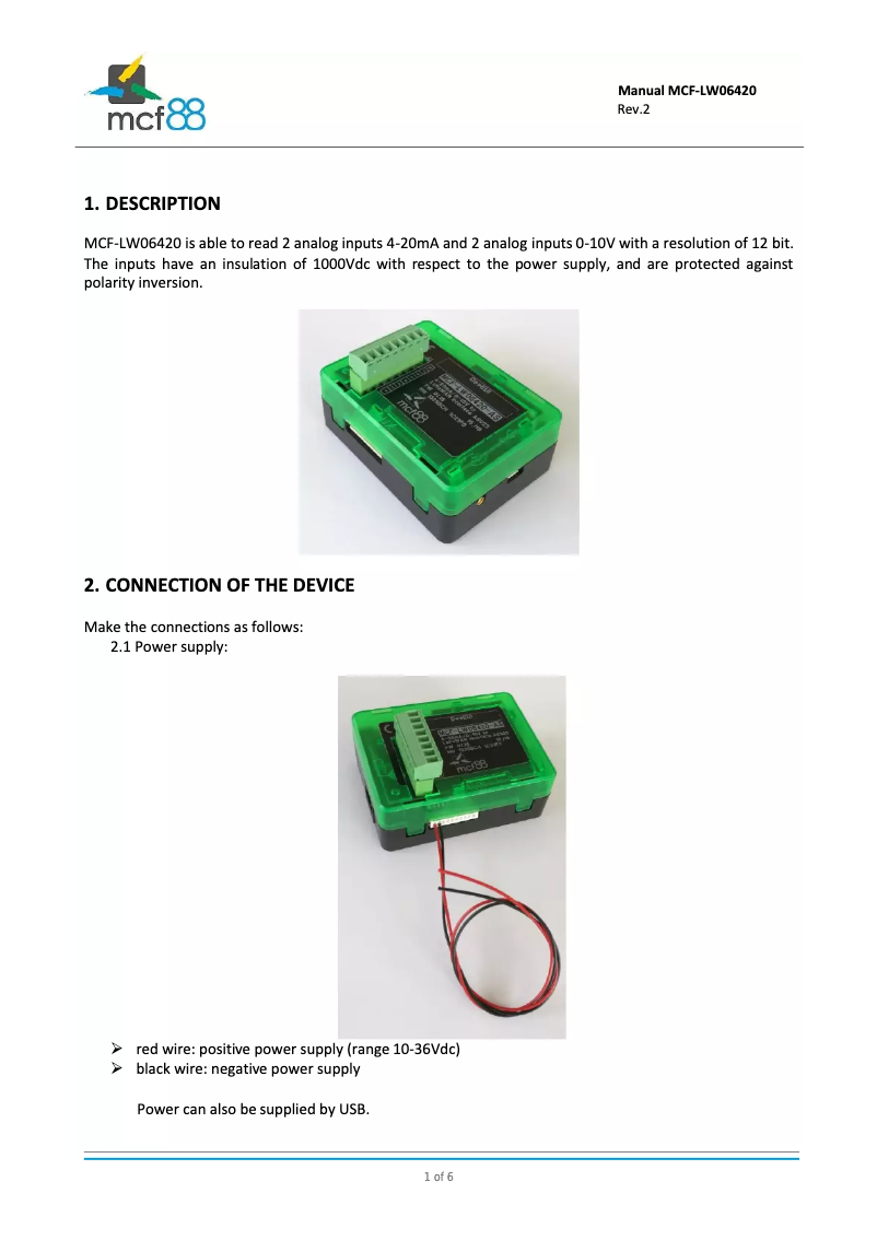 Page 1 de la notice Manuel utilisateur MCF88 MCF-LW06420