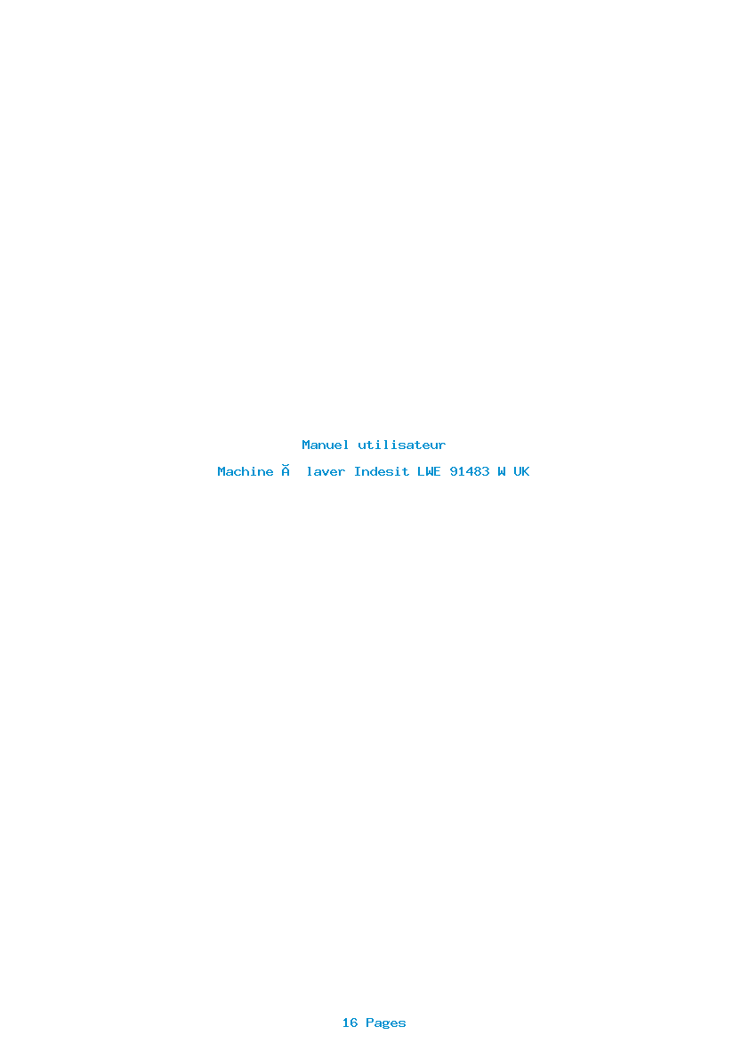 Page 1 de la notice Manuel utilisateur Indesit LWE 91483 W UK