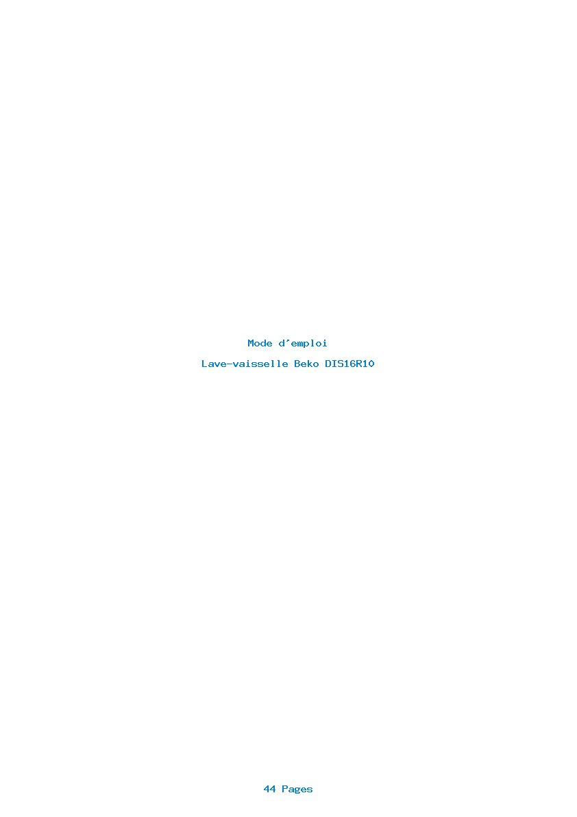 Page 1 de la notice Mode d'emploi Beko DIS16R10