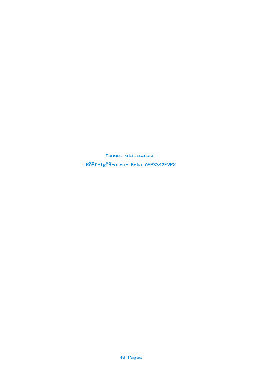 Page 1 de la notice Manuel utilisateur Beko ASP3342EVPX