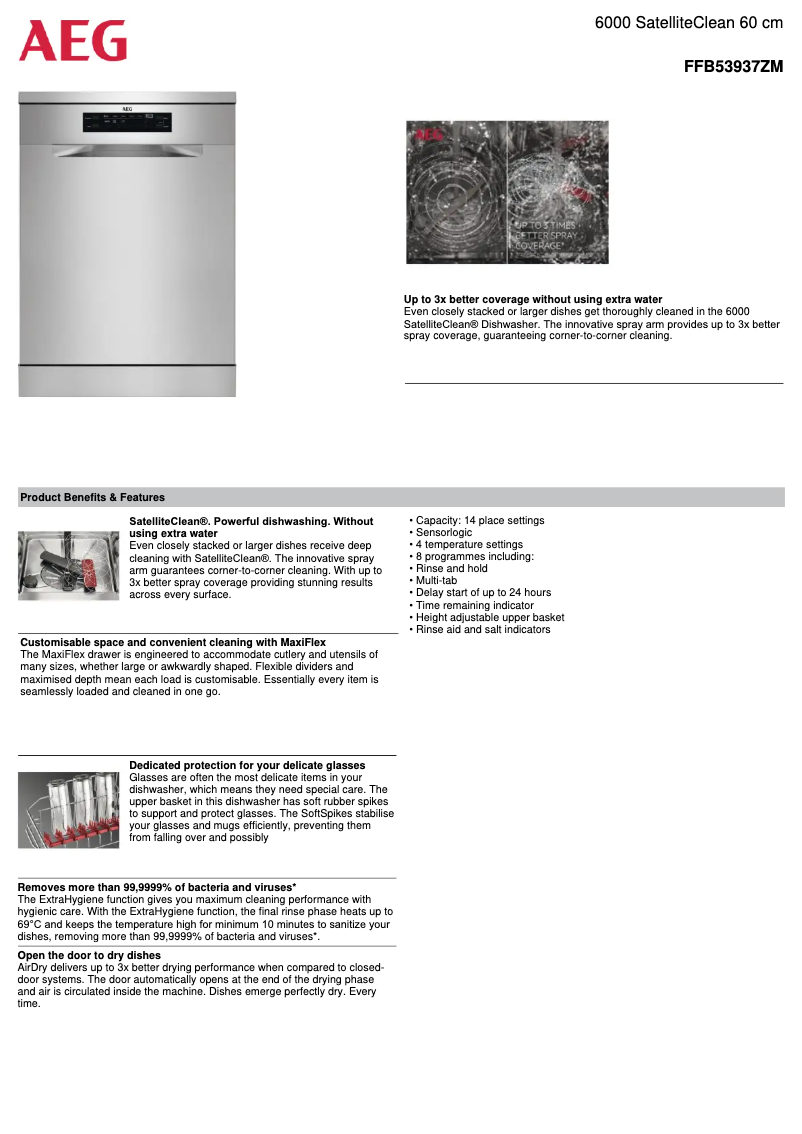 Page 1 de la notice Fiche technique AEG FFB53937ZM