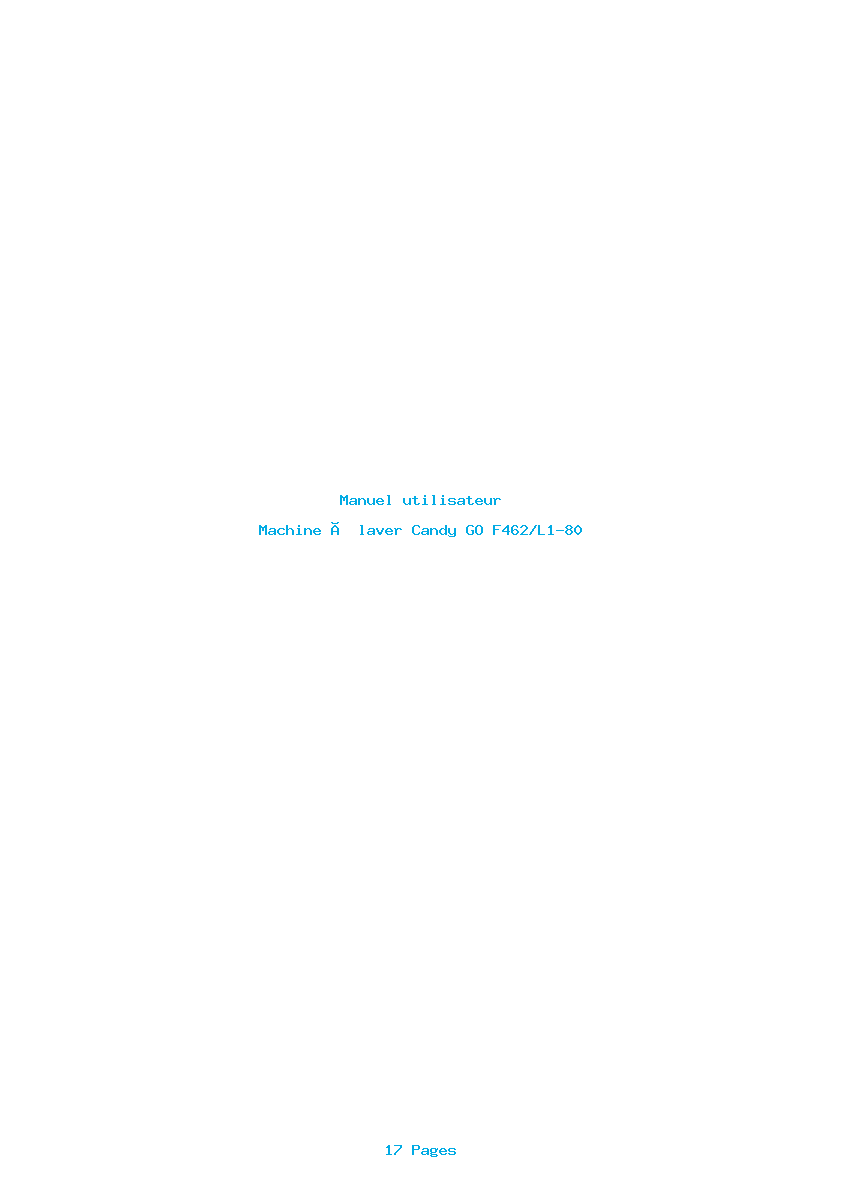 Image de la première page du manuel de l'appareil GO F462/L1-80