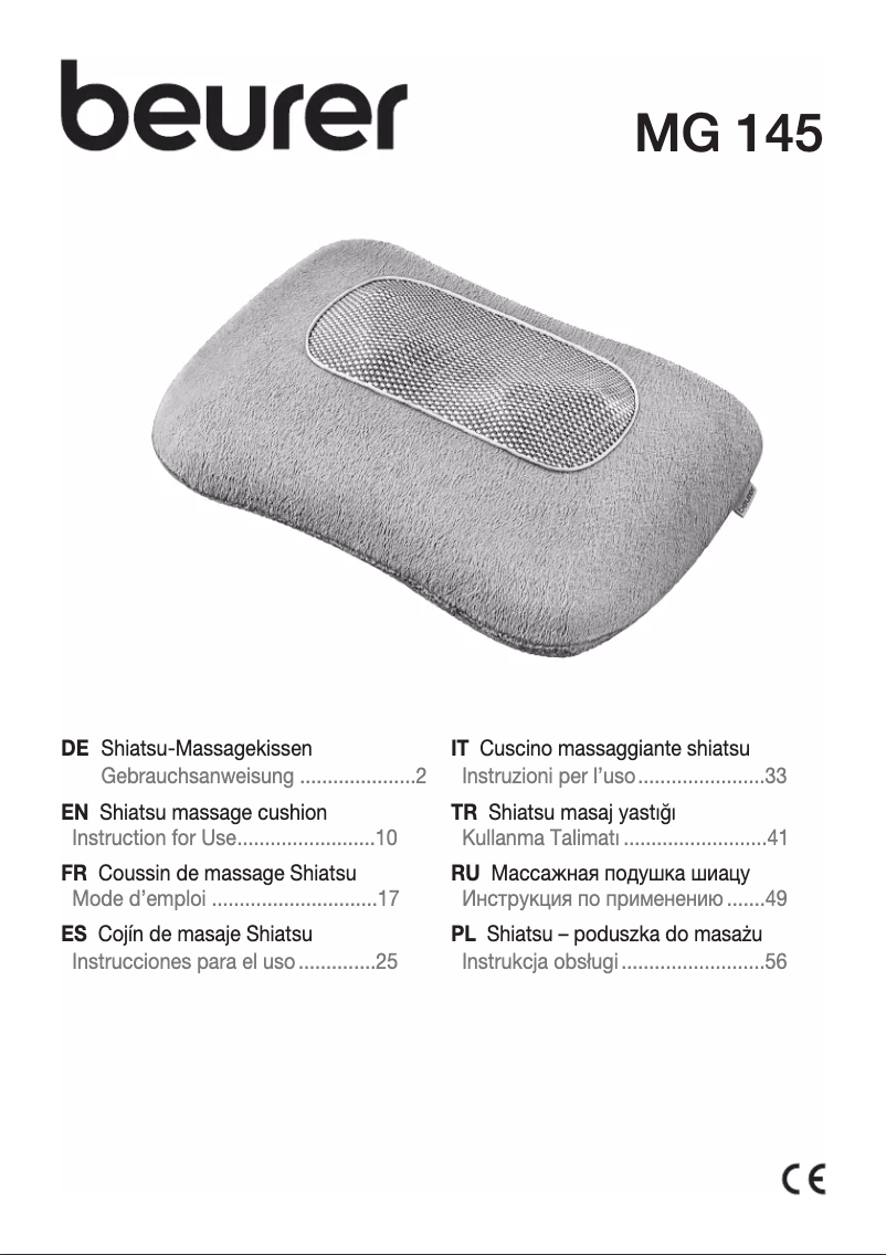Page 1 de la notice Manuel utilisateur Beurer MG 145