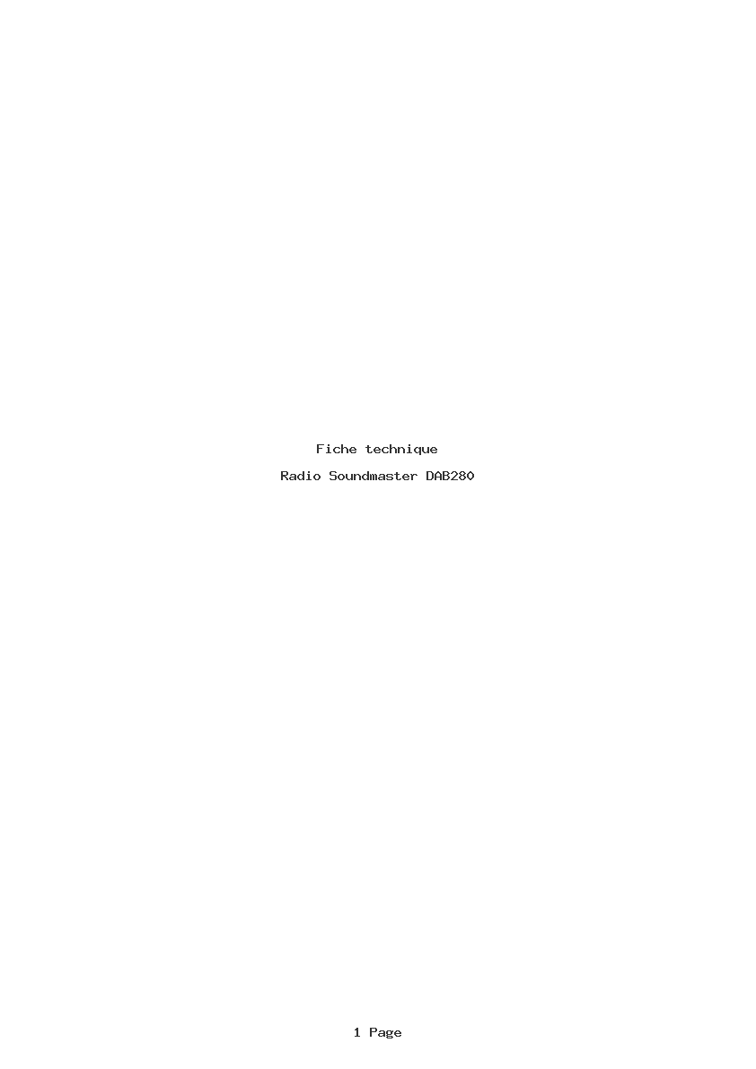 Page 1 de la notice Fiche technique Soundmaster DAB280