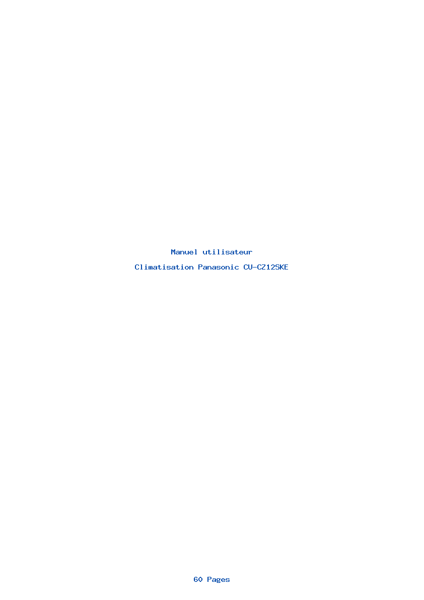 Page 1 de la notice Manuel utilisateur Panasonic CU-CZ12SKE