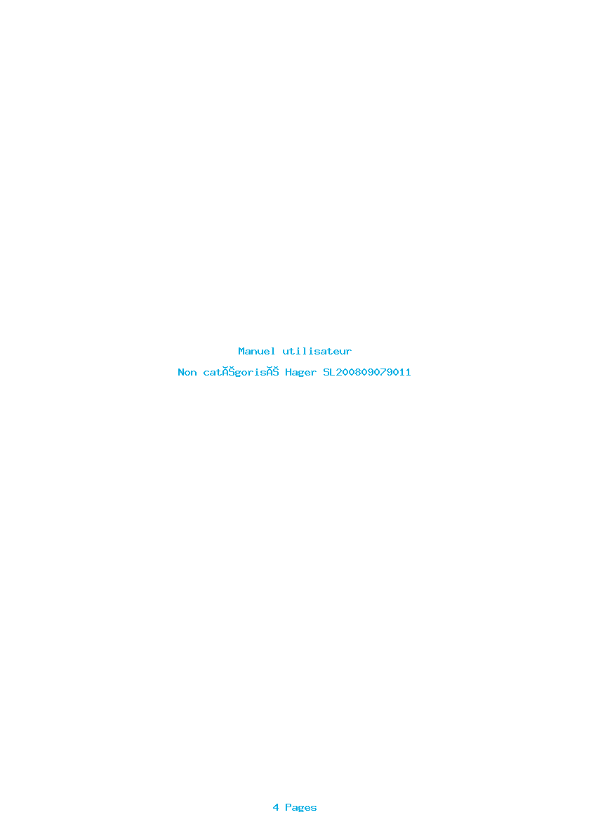 Page 1 de la notice Manuel utilisateur Hager SL200809079011