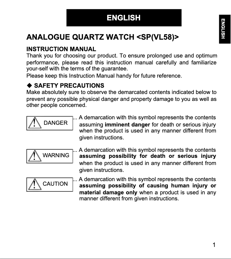 Page 1 de la notice Manuel utilisateur ORIENT Contemporary RA-SP0001B