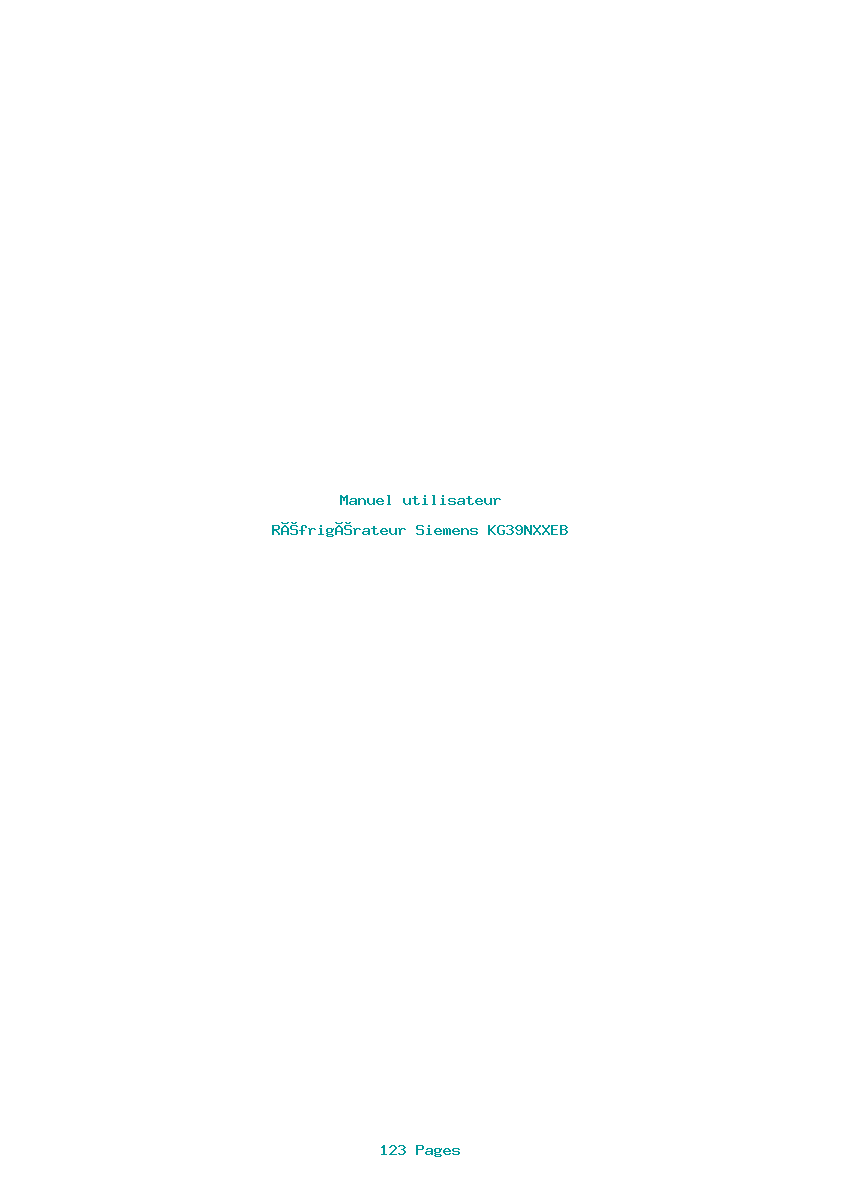 Page 1 de la notice Manuel utilisateur Siemens KG39NXXEB