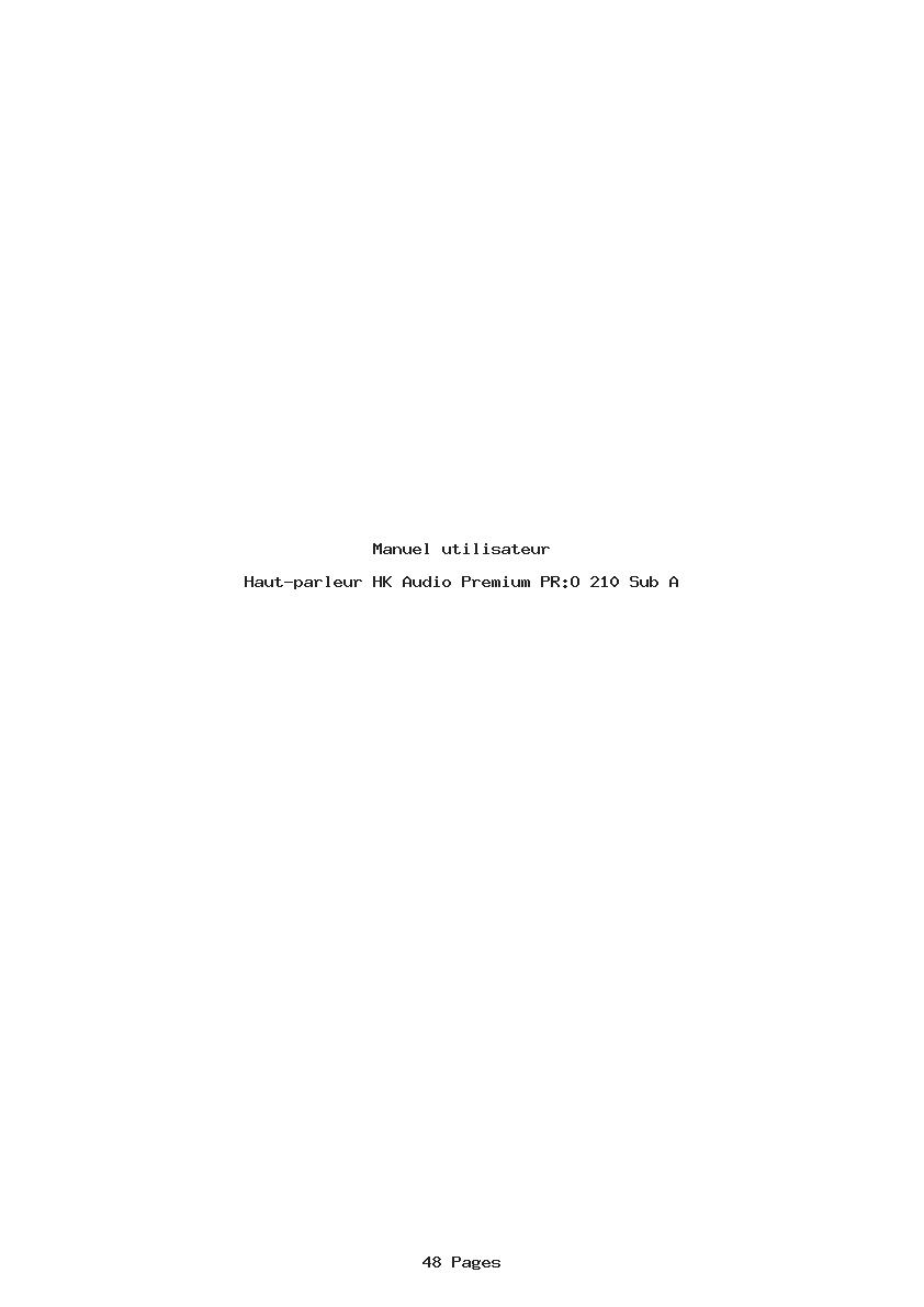 Page 1 de la notice Manuel utilisateur HK Audio Premium PR:O 210 Sub A