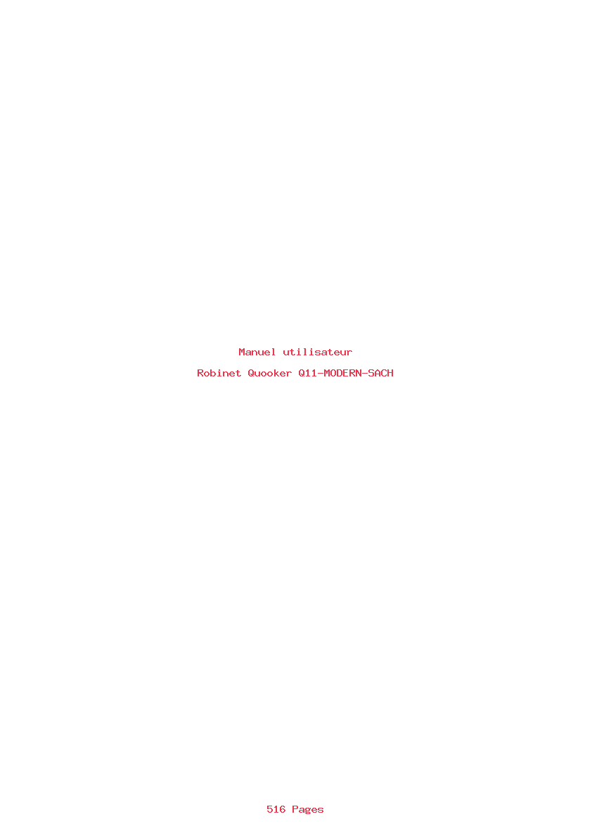 Page 1 de la notice Manuel utilisateur Quooker Q11-MODERN-SACH